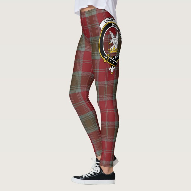 Scotstee Klan Lindsay Vapensköld Tartan Women Legg Leggings (Vänster)
