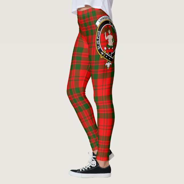 Scotstee Klan Livingstone Modern Vapensköld Tartan Leggings (Vänster)