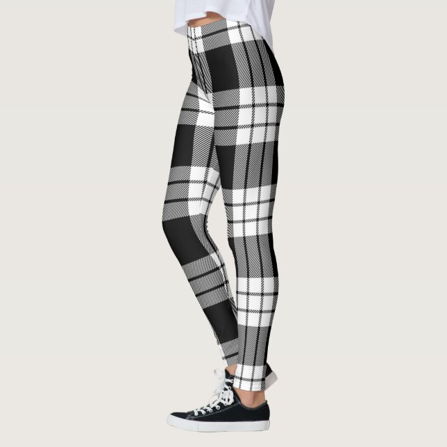 Scotstee Klan MacFarlane Black & White Tartan Wome Leggings (Vänster)