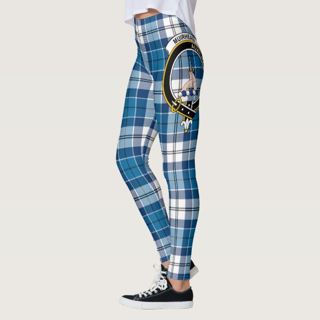 Scotstee Klan Muirhead Blue Vapensköld Tartan Wome Leggings (Vänster)