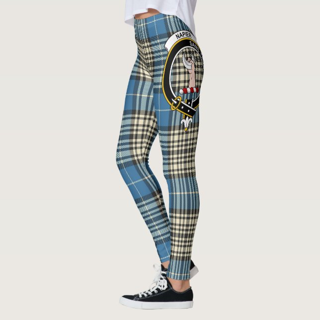 Scotstee Klan Napier Ancient Vapensköld Tartan Kvi Leggings (Vänster)