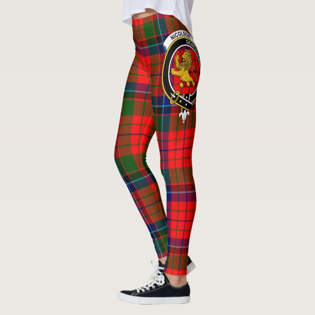 Scotstee Klan Nicolson Vapensköld Tartan Women Leg Leggings (Vänster)