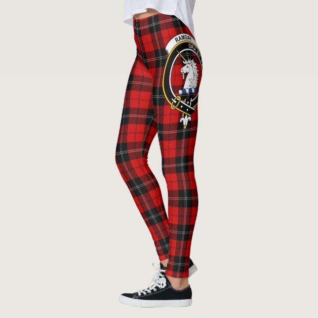Scotstee Klan Ramsay Red Vapensköld Tartan Women Leggings (Vänster)