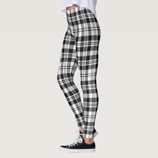 Scotstee Klan Scott Black White Modern Tartan Leggings (Vänster)