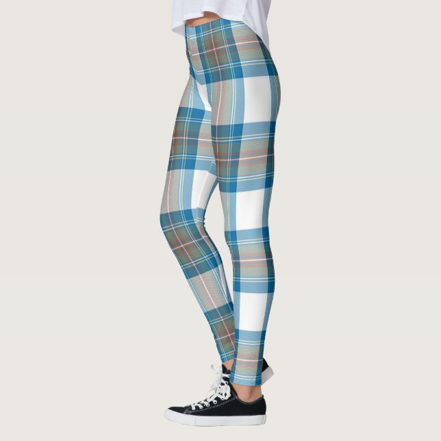 Scotstee Klan Stewart Muted Blue Tartan Women Leggings (Vänster)