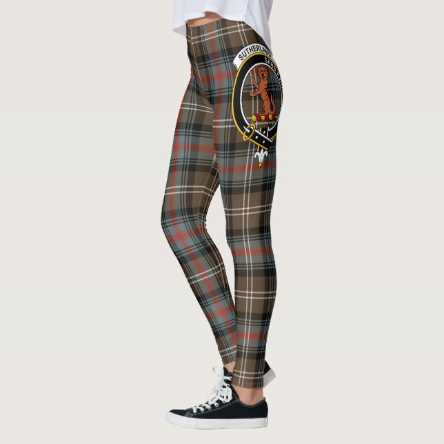 Scotstee klan Sutherland Väderbiten Crest Tartan Leggings (Vänster)