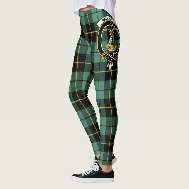 Scotstee Klan Wallace Ancient Vapensköld Tartan Wo Leggings (Vänster)