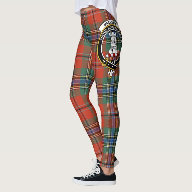Scotstee Klane MacLean Från Duart Vapenbård Tartan Leggings (Vänster)