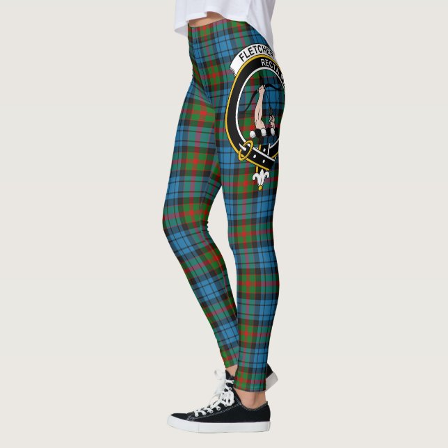 Scotstee klanen Fletcher av Dunan Crest Tartan Kvi Leggings (Vänster)