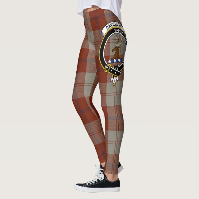 Scotstee Klans Davidson Dräkt Dansare Crest Tartan Leggings (Vänster)