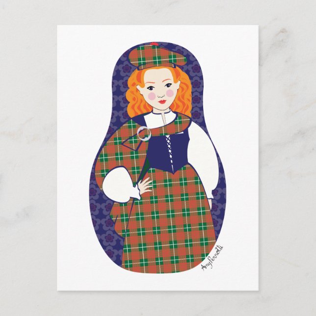 Scotswomen Matryoshka Postcard Vykort (Framsida)