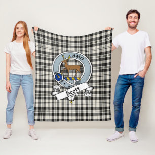 Scott Black - White Ancient Klan Badge Tartan Plai Fleecefilt