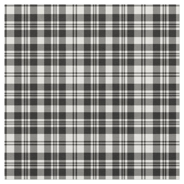 Scott Black & White Modern Tartan Tyg (Närbild)