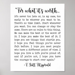 Scott Fitzgerald Quote Post. Poster