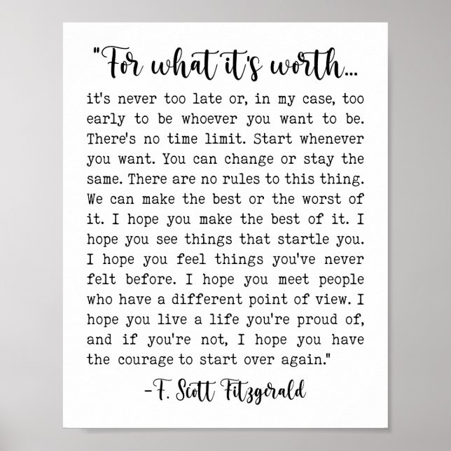 Scott Fitzgerald Quote Post. Poster (Framsidan)