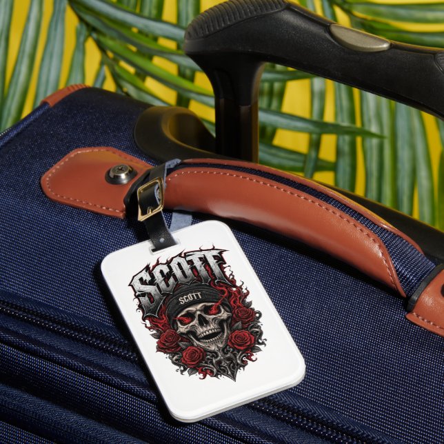 Scott Gothic Skull Personlig Namndesign Bagagebricka (Framsida Insitu 1)