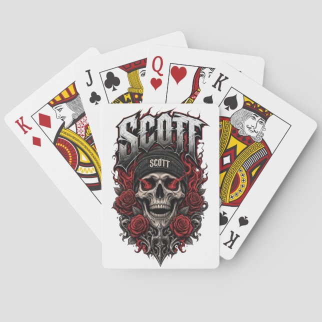 Scott Gothic Skull Personlig Namndesign Casinokort (Baksidan)