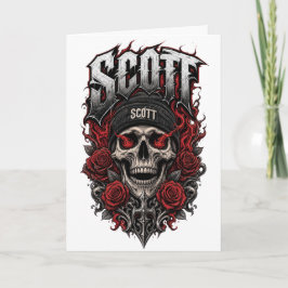 Scott Gothic Skull Personlig Namndesign Kort