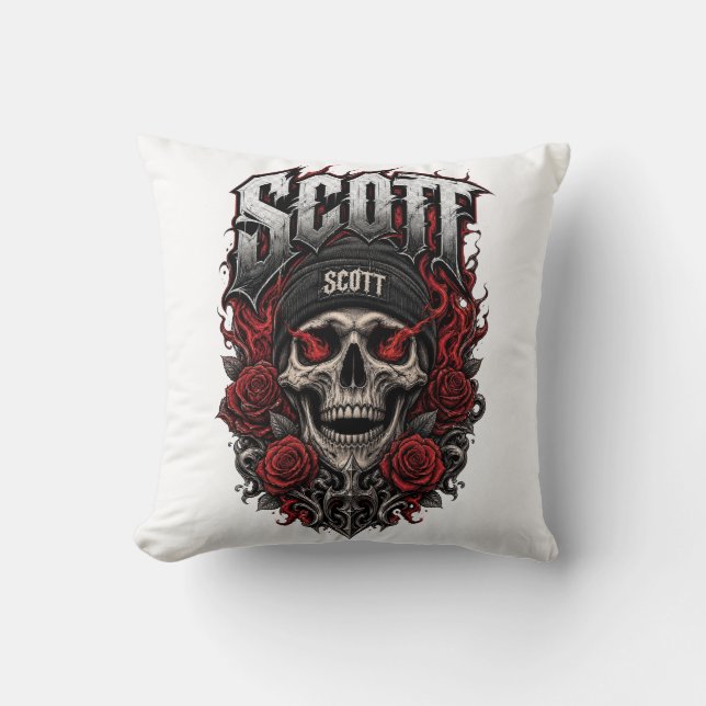 Scott Gothic Skull Personlig Namndesign Kudde (Framsida)