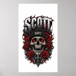 Scott Gothic Skull Personlig Namndesign Poster
