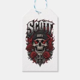 Scott Gothic Skull Personlig Namndesign Presentetikett