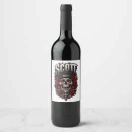 Scott Gothic Skull Personlig Namndesign Vinflaska Etikett