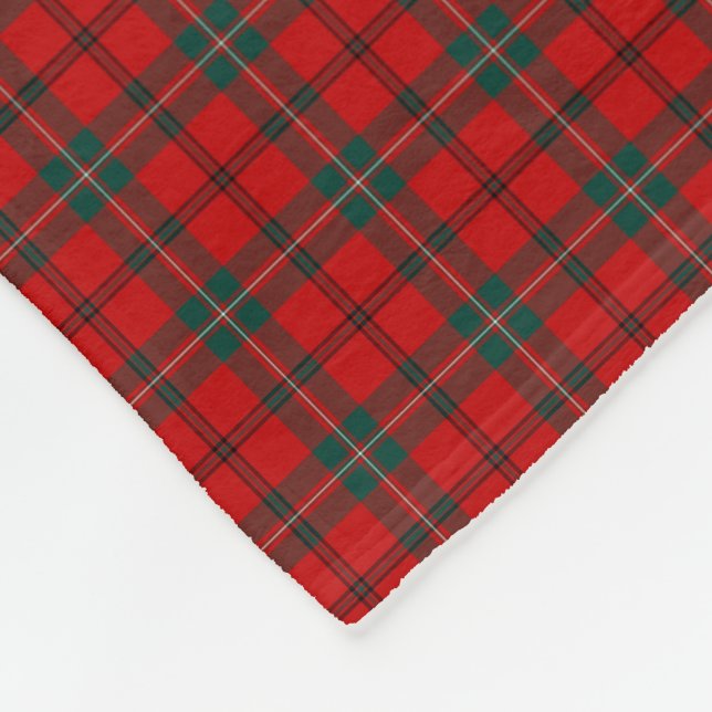 Scott Klan Red and Forest Grönt Tartan Fleecefilt (Hörn)