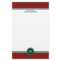 Scott Klan Tartan Red och Grönt Play Monogram