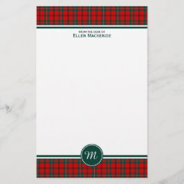 Scott Klan Tartan Red och Grönt Play Monogram Brevpapper