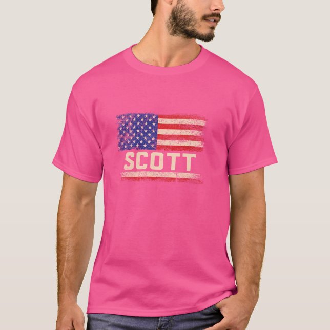 Scott Last Name Shirt Scott Namn American Flagga T (Framsida)