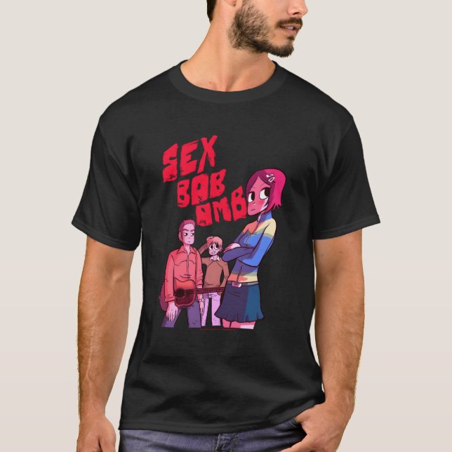 Scott Pilgrim Vs World Bob Omb Band T Shirt (Framsida)