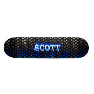 Scott skateboardblått avfyrar och flammar design skateboard bräda 20,5 cm