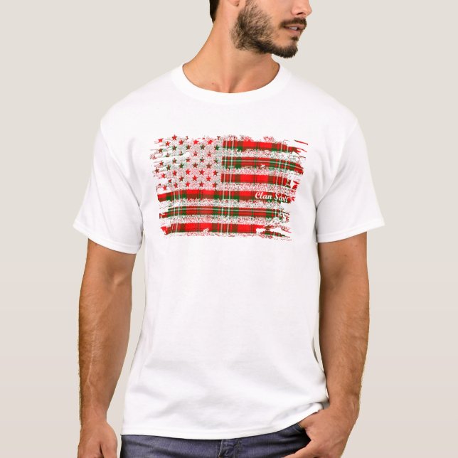 Scott Surname American Flagga Scottish Klan Tartan T Shirt (Framsida)