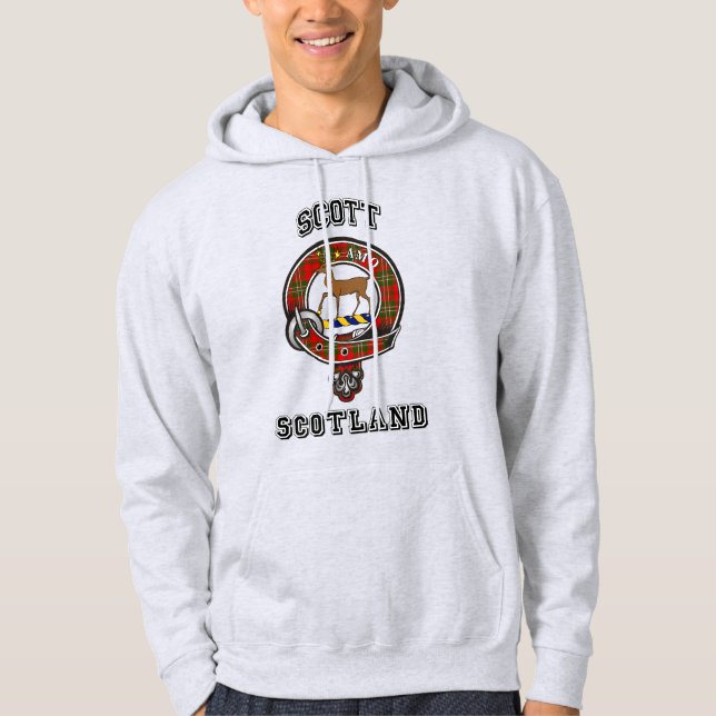 Scott Tartan Clan Badge Athletic Style Hoodie (Framsida)