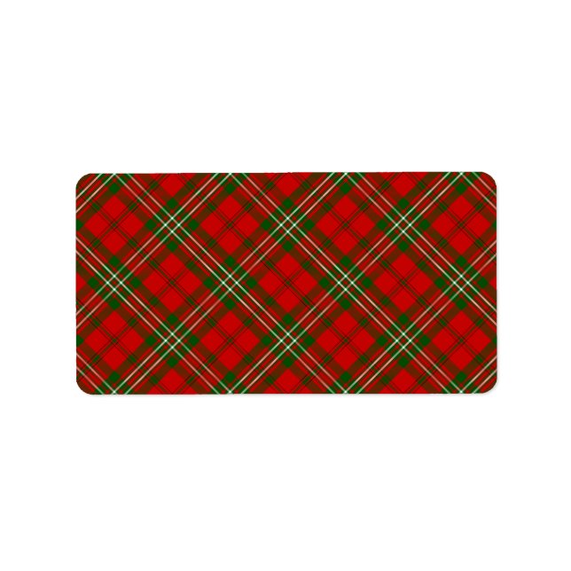 Scott tartan Red grönt plaid Adressetikett (Framsidan)