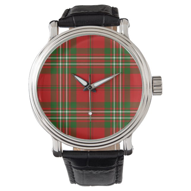 Scott tartan Red grönt plaid Armbandsur (Framsida)
