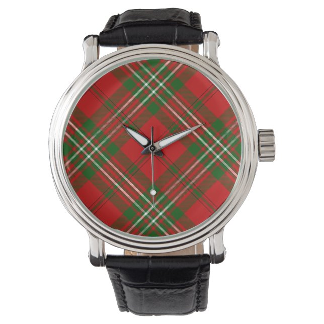 Scott tartan Red grönt plaid Armbandsur (Framsida)