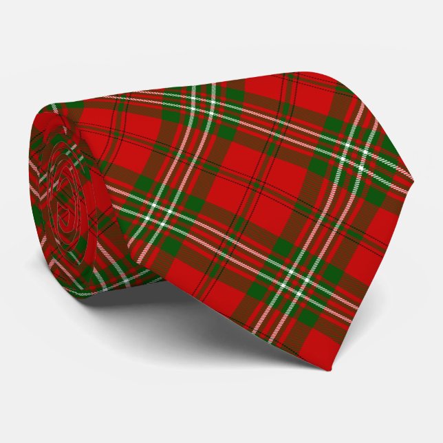 Scott tartan röd grön rutig slips (Rullad)