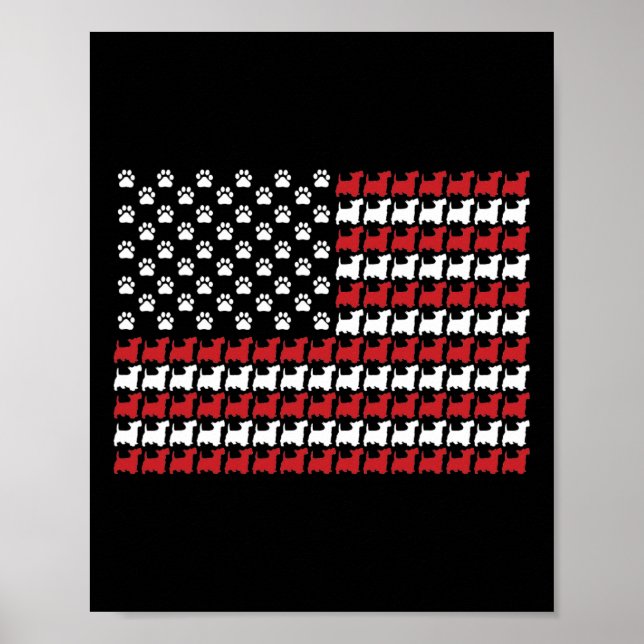 Scottie 4:e juli-Hund Paw-utskrift Poster (Framsidan)