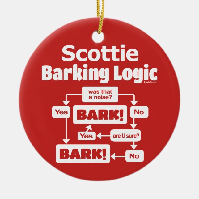 Scottie Barking Logic Julgransprydnad Keramik (Framsidan)