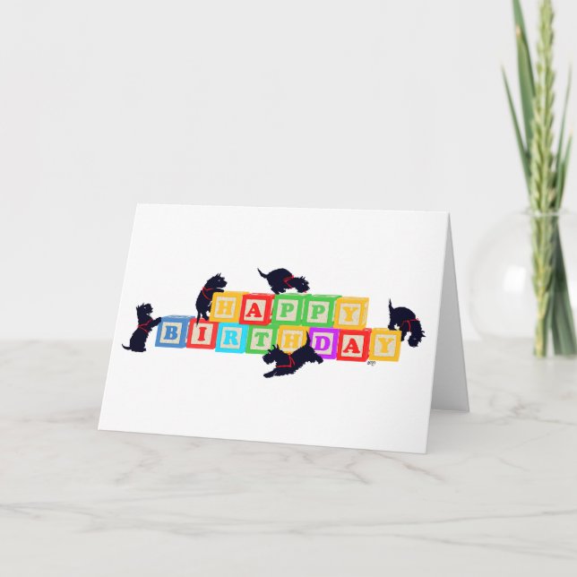 Scottie Birthday Blocks Kort (Framsida)