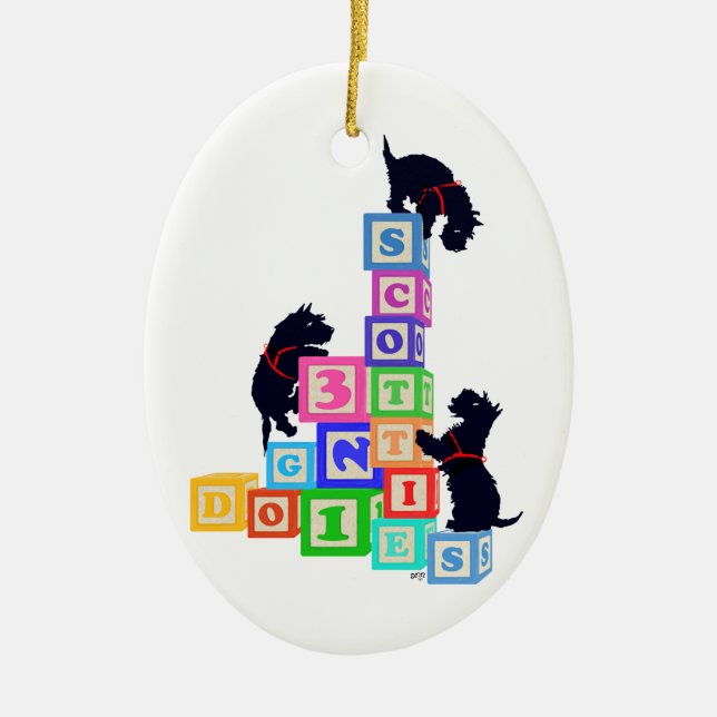 Scottie Blocks !! Julgransprydnad Keramik (Framsidan)