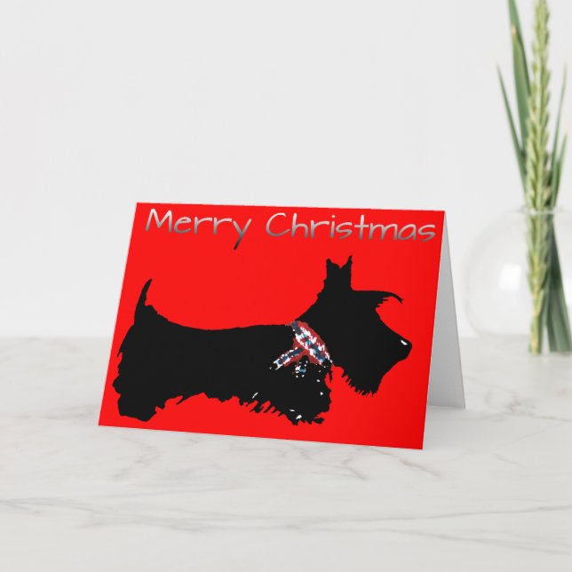 Scottie Dog 'God Jul' Julkort Kort (Framsida)