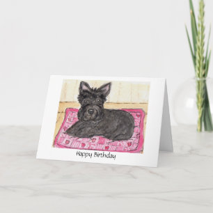 Scottie Hund art Birthday card Scottish skräcker Kort