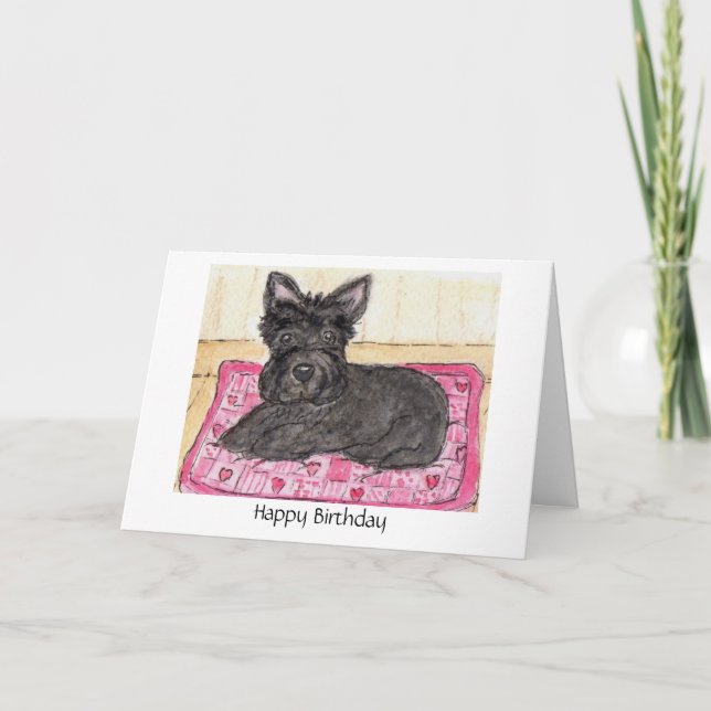 Scottie Hund art Birthday card Scottish skräcker Kort (Framsida)