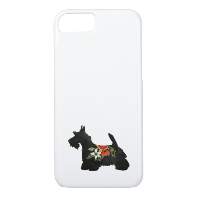 Scottie Hund aveln Boho Blommigt Silhouette Case-Mate iPhone Skal (Baksida)