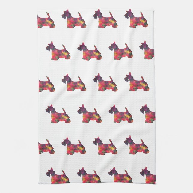 Scottie Hund aveln Geo Silhouette Multi Kökshandduk (Vertikal)