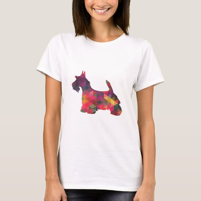 Scottie Hund aveln Geo Silhouette Multi T Shirt (Framsida)