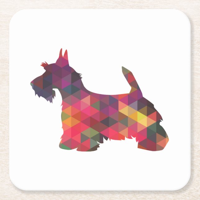 Scottie Hund aveln Geo Silhouette Multi Underlägg Papper Kvadrat (Framsidan)
