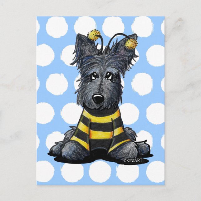 Scottie Hund Bee Vykort (Framsida)